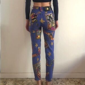 RARE 90s Versace Blue and Gold Patterned Jeans